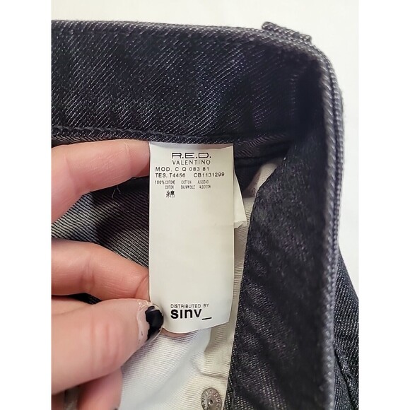 RED VALENTINO Black Straight Denim Jeans Size 27 Tunisia Zipper Ankles Low Rise - Picture 5 of 11